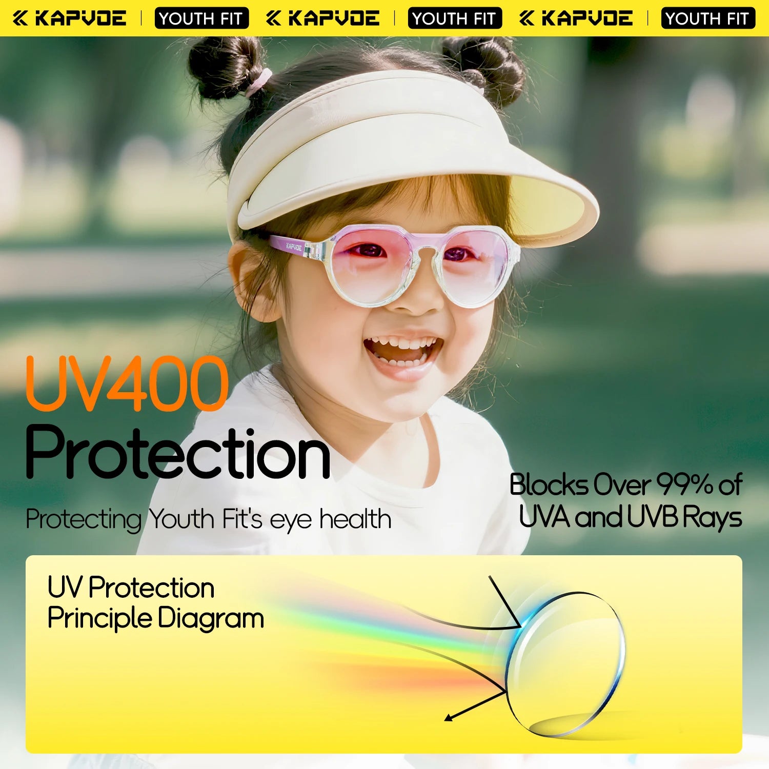 Детски слънчеви очила Kapvoe за млади деца, велосипедни, бейзболни, бягащи, детски, колоездачни, UV400, спортни, езда, велосипедни очила, спортна разпродажба