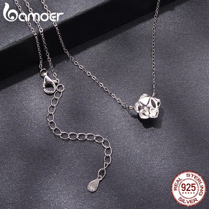 BAMOER 0.5CT висулка с моисанит и розово цвете, изработена от сребро 925 с кръгло рязане и диаманти, O-верижка за жени, Свети Валентин
