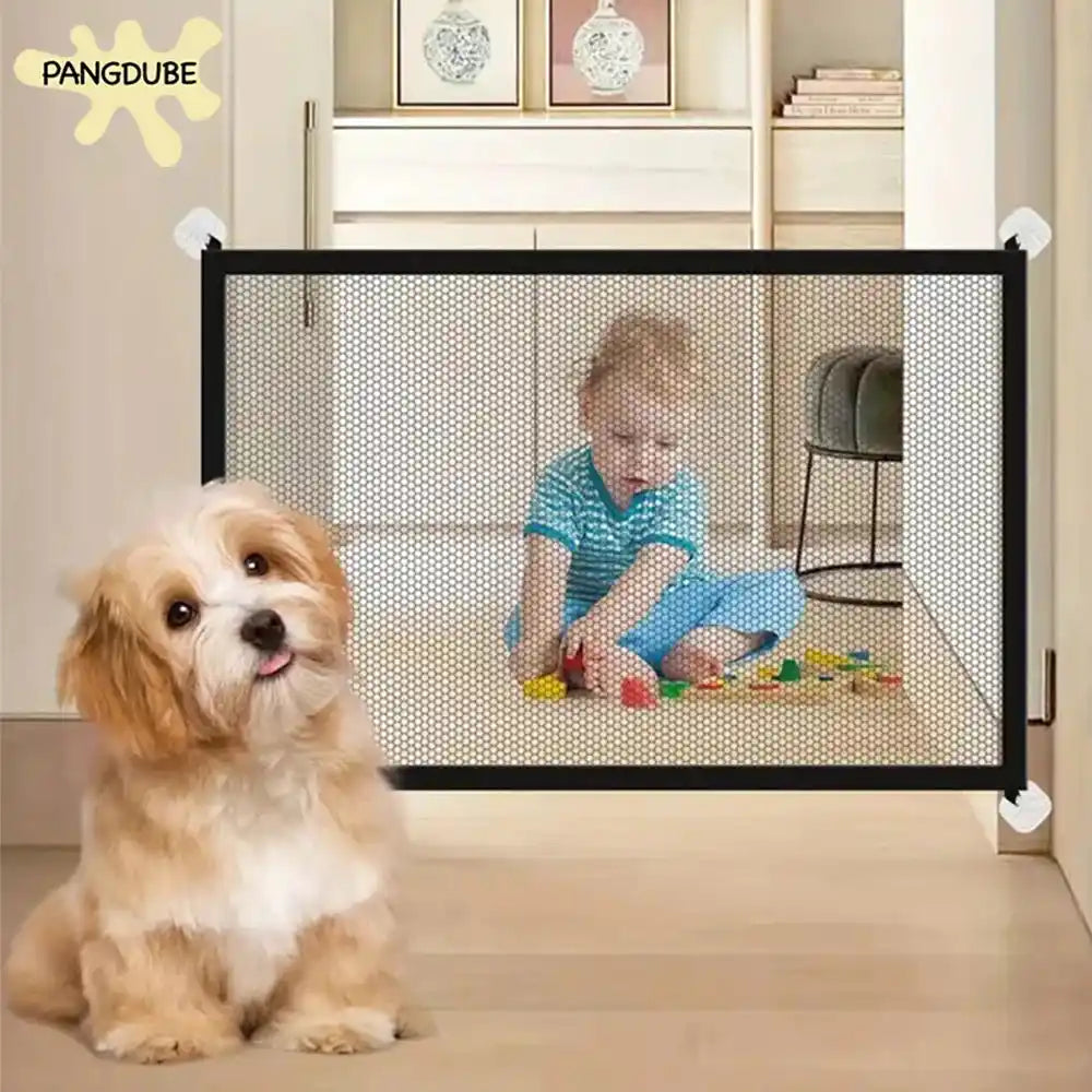PANGDUBE Сгъваема предпазна порта за бебета за кучета, детска изолация, предпазен парапет, балкон, палуба, фина мрежа, вътрешна и външна