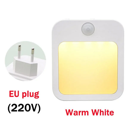 LED нощни лампи със сензор за движение, EU щепсел, димируема светлина за шкаф за бебешко легло, спалня, коридор, безжична нощна лампа