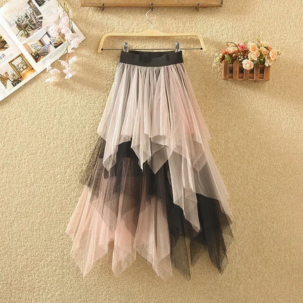 Лятна туту дамска пола Harajuku ежедневна тюл долна част Jupe Femme Faldas модна висока талия Midi мрежеста поли дамско облекло Saia