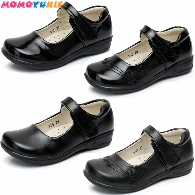 Детски обувки за парти за момичета, PU лачена кожа, принцесни маратонки, модни черни, 2022 пролетно-летни детски сандали, училищни обувки за деца