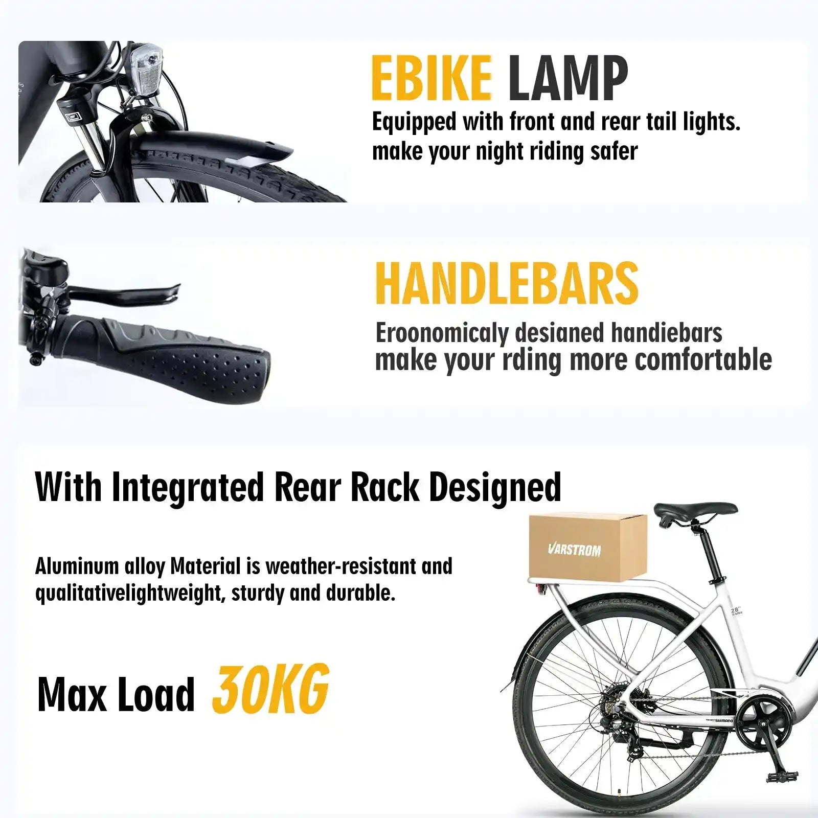 Електрически велосипед 700C 28-инчов трекинг велосипед, електрически градски велосипед с 43.2V 13Ah литиева батерия за дълъг пробег до 120 км, двигател 250 W