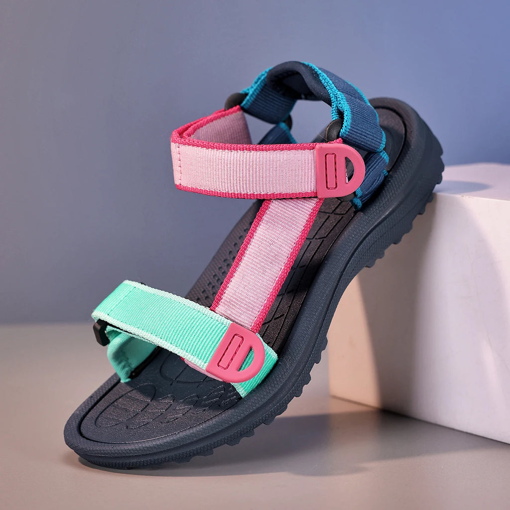 Летни детски сандали за момичета и момчета, дишащи спортни бягащи неплъзгащи се меки зелени обувки за плаж, детски ежедневни сандали за бягане