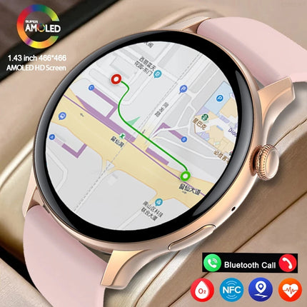 2026 Нов True AMOLED Смарт часовник за жени Екран, винаги показващ време 466*466 HD Здравен тракер Гласово обаждане NFC Смарт часовник за жени