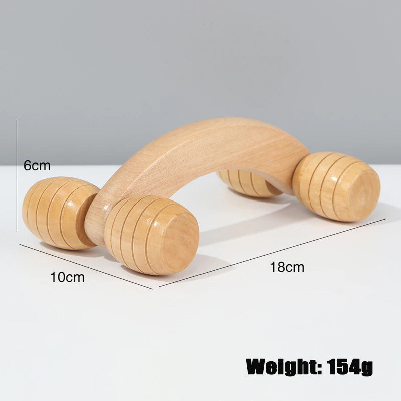 Дървен масажен валяк, ръчен инструмент за остъргване на кожата, масажор за лице, дървен валяк за масаж на гърба за врата, краката и дълбоките тъкани на мускулите