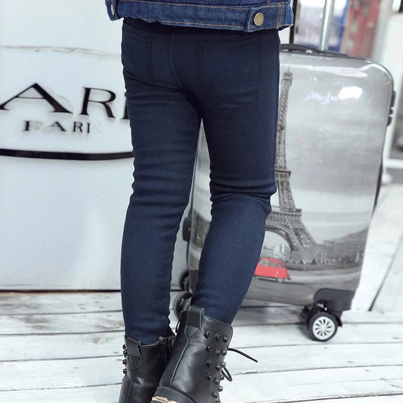 3-12-годишни момичета, панталони тип молив, еластични бебешки клинове, нови 2024, детски клинове с прилепнала кройка, едноцветни, имитация на дънки