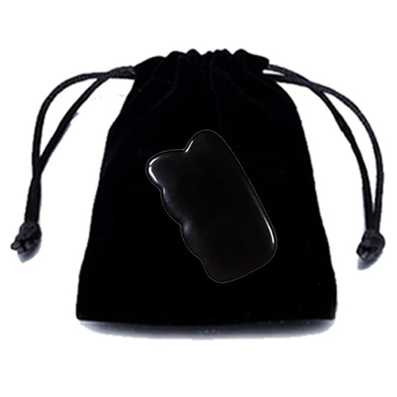 Натурален обсидиан, камък за лице, гуа ша, инструмент за стъргане за гваш, спа масажор, акупунктура, красота на лицето, грижа за кожата, избледняване на бръчки, петна