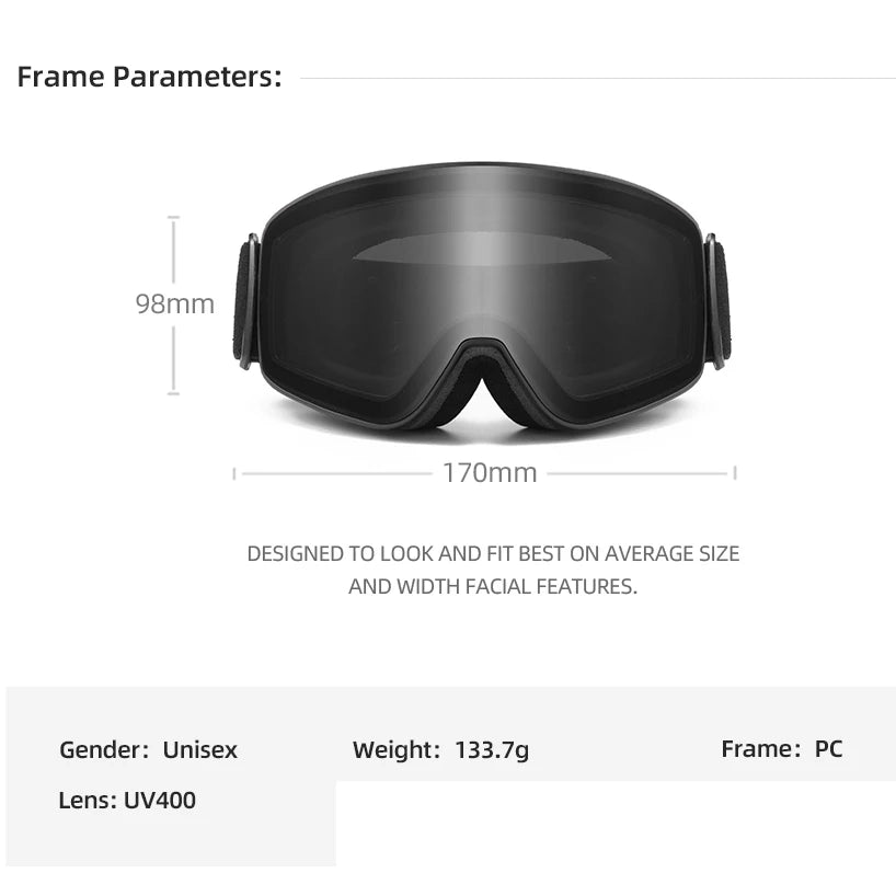 Двуслойни ски очила против мъгла, мъже и жени, маска за спорт на открито, туризъм, сняг, сноуборд, очила за снегомобили
