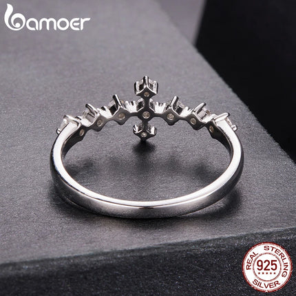 BAMOER Пръстен с моасанит, кръст и звезда, сребро 925, цвят D, VVS1, за жени, предпазващи пръстени, минималистичен сватбен подарък