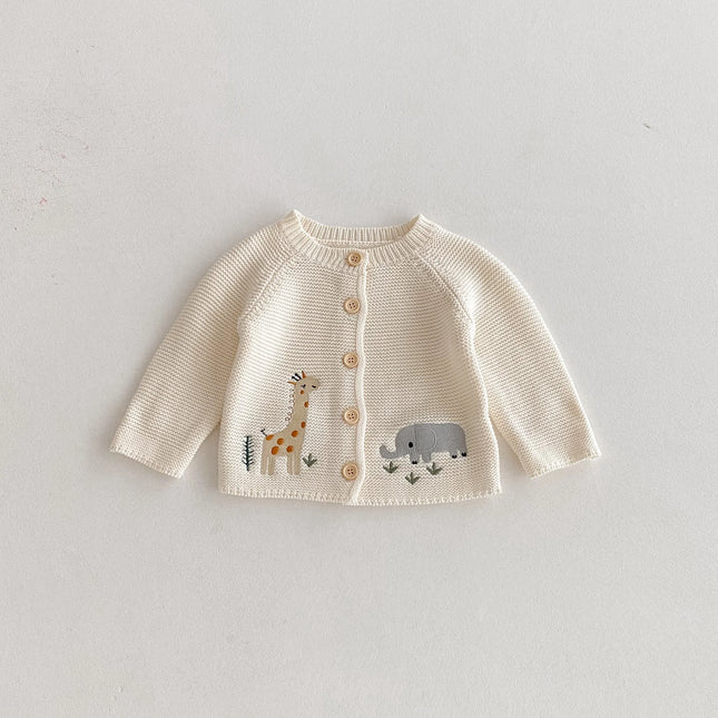 Плетено яке с дълъг ръкав за бебешки момичета през есента и зимата, ежедневен пуловер с анимационни герои