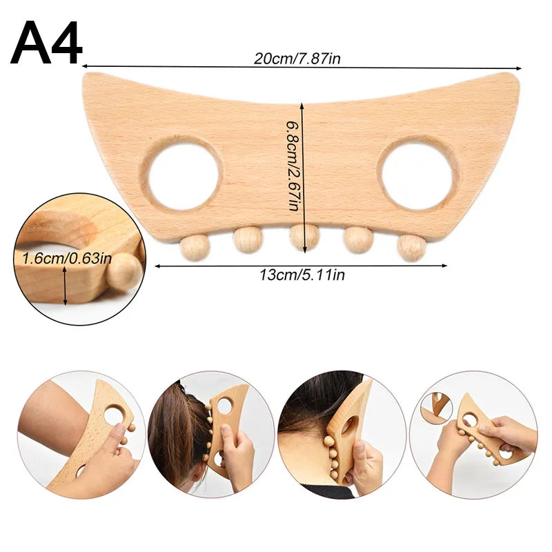 Инструменти за дървесна терапия за оформяне на тялото, дървени инструменти за масаж, лимфен дренажен масажор, инструменти за оформяне на тялото, дървени инструменти за гуа ша