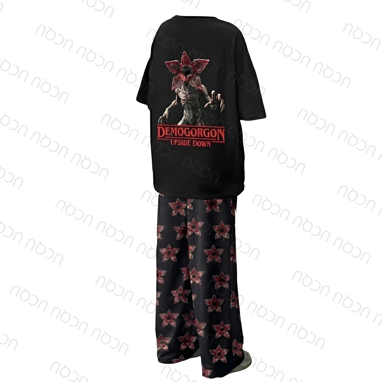 2026 UCQU Demogorgon Комплект пижама с главата надолу, двойка, тениска с къс ръкав Demogorgon, подарък за Свети Валентин, домашно облекло
