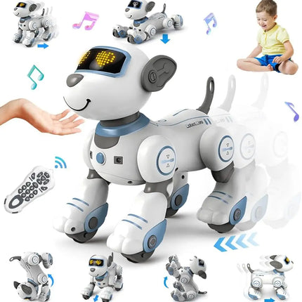 VATOS RC робот електронна играчка за кучета каскадьор гласова команда кученце програмируема музикална играчка за кучета с докосване и сензорен сензор коледен подарък за деца