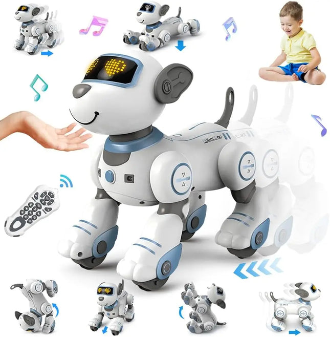 VATOS RC робот електронна играчка за кучета каскадьор гласова команда кученце програмируема музикална играчка за кучета с докосване и сензорен сензор коледен подарък за деца