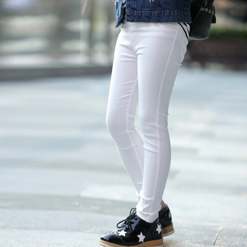 3-12-годишни момичета, панталони тип молив, еластични бебешки клинове, нови 2024, детски клинове с прилепнала кройка, едноцветни, имитация на дънки