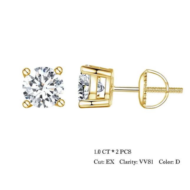 Дамски обеци BAMOER с 4 зъба и моасанит, плътно сребро 925, 2CT VVS1 Lab, с блестящи класически сватбени бижута