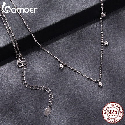 BAMOER Колие с танцуваща висулка от моисанит, сребро 925, кръгло рязане, диамантени мъниста, верижка за жени, блестящ годежен подарък
