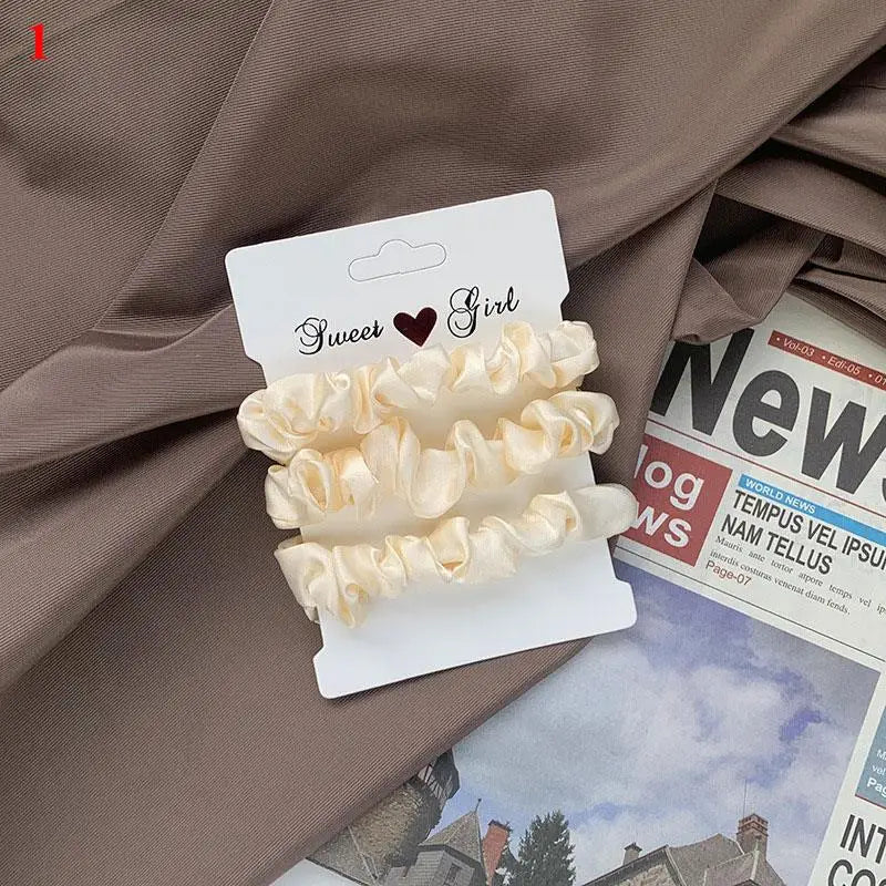 3 бр./комплект дамски копринени ластики за коса, комплект едноцветни ластики за коса за момичета, аксесоари за коса с ластик за коса за жени, държачи за опашка