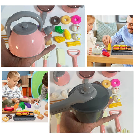 Комплект детски кухненски играчки 92/69/59 бр. Комплект кухненски аксесоари с тенджери за игра, играчка за готвене на храна, подарък за малко момиченце и момче