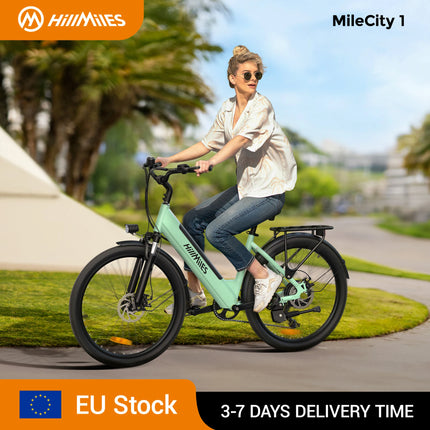 MileCity 1 26" електрически велосипед за пътуване до работа, пробег 120 км, 250 W, батерия 36 V 13 Ah, скорост 25 км/ч, 7 предавки, дискови спирачки