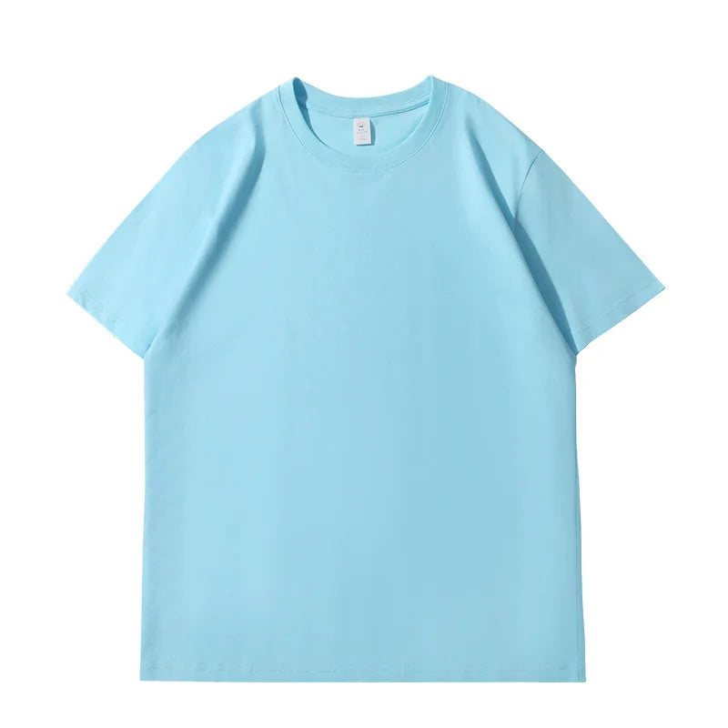 Лятна тениска за жени, памучна 2026, плътна, широка тениска, ежедневни корейски топове, плетена тениска с къс ръкав и о-образно деколте, дамски топ тениски