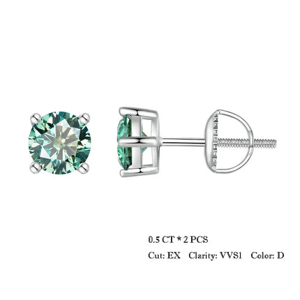 Дамски обеци BAMOER с 4 зъба и моасанит, плътно сребро 925, 2CT VVS1 Lab, с блестящи класически сватбени бижута