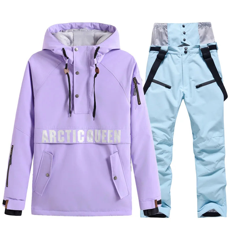 Комплекти ски костюми за мъже и жени, водоустойчиви, снежен костюм, комплект ски яке и панталон, облекло за дейности на открито, сноуборд, гащеризон