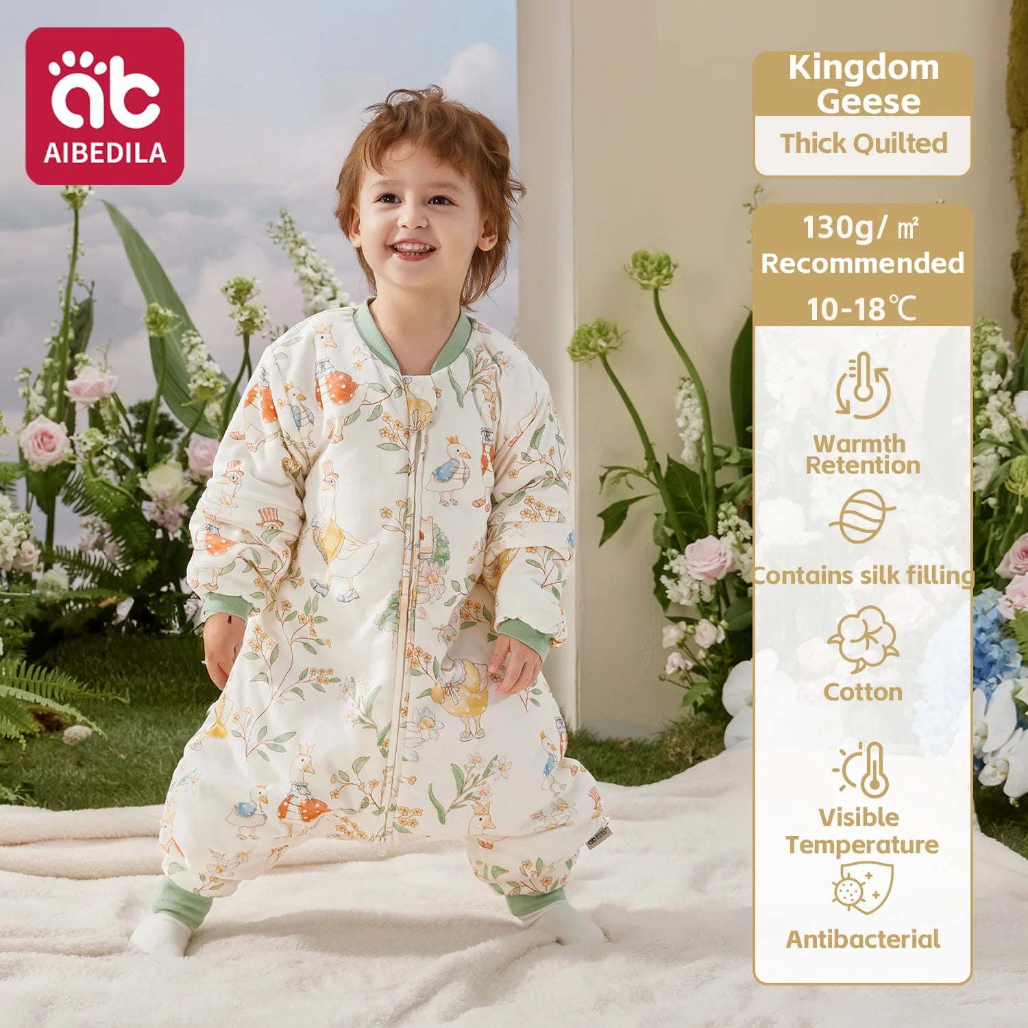 AIBEDILA Бебешки чувал за спане, мек и уютен спален чувал за бебета, супер топъл ватиран одеяло за носене с подвижни ръкави, 6M-7G, момче/момиче