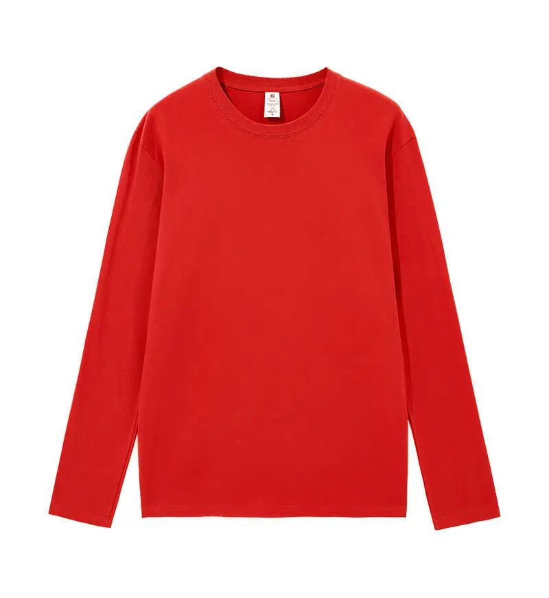 Пролетно-есенни дамски тениски с дълъг ръкав, 100% памучен плат, ежедневна, Harajuku, корейска, плътна, с O-образно деколте, тениска за двойки