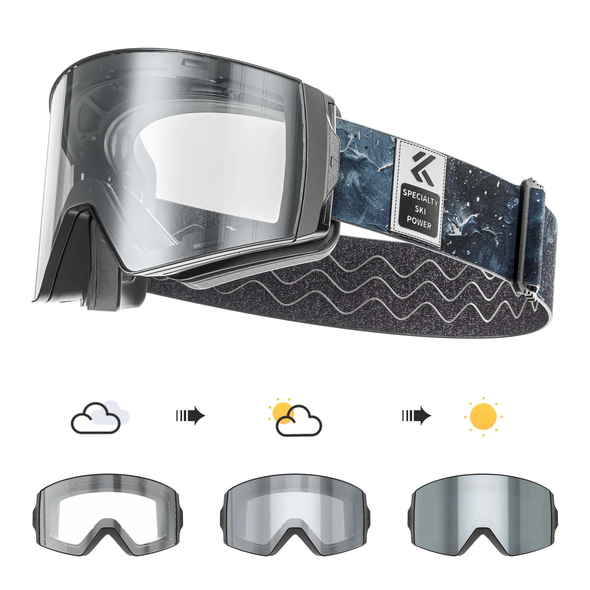 KAPVOE Фотохромни ски очила за зимни спортове за унисекс, сняг, UV400, магнитни очила против замъгляване, за сноуборд