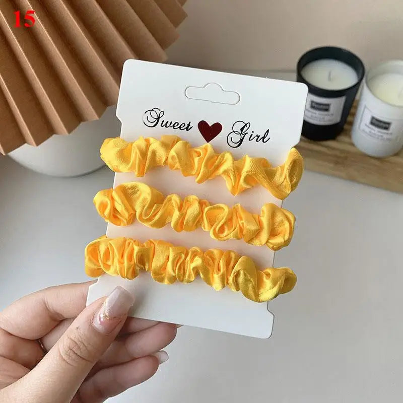 3 бр./комплект дамски копринени ластики за коса, комплект едноцветни ластики за коса за момичета, аксесоари за коса с ластик за коса за жени, държачи за опашка