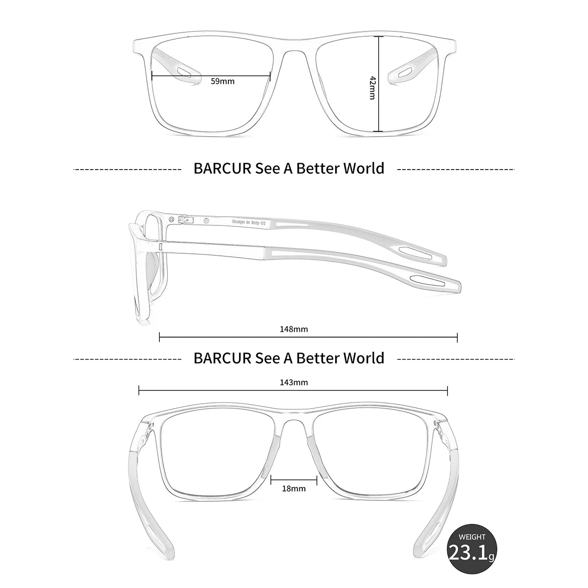 BARCUR Модни квадратни PC рамки за четене за мъже, пролетни спортни очила за пресбиопия, антисиня светлина +1.0 ~+3.0