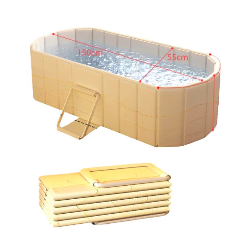 1,5 м Голяма двойна сгъваема вана Мобилна вана за възрастни Сгъваема вана Спа/Двойна душ кабина (150 × 55 × 50 см)