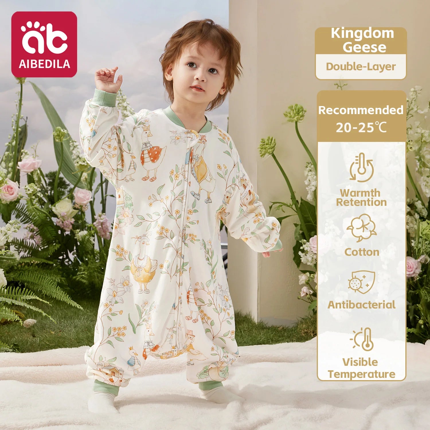 AIBEDILA Бебешки чувал за спане, мек и уютен спален чувал за бебета, супер топъл ватиран одеяло за носене с подвижни ръкави, 6M-7G, момче/момиче