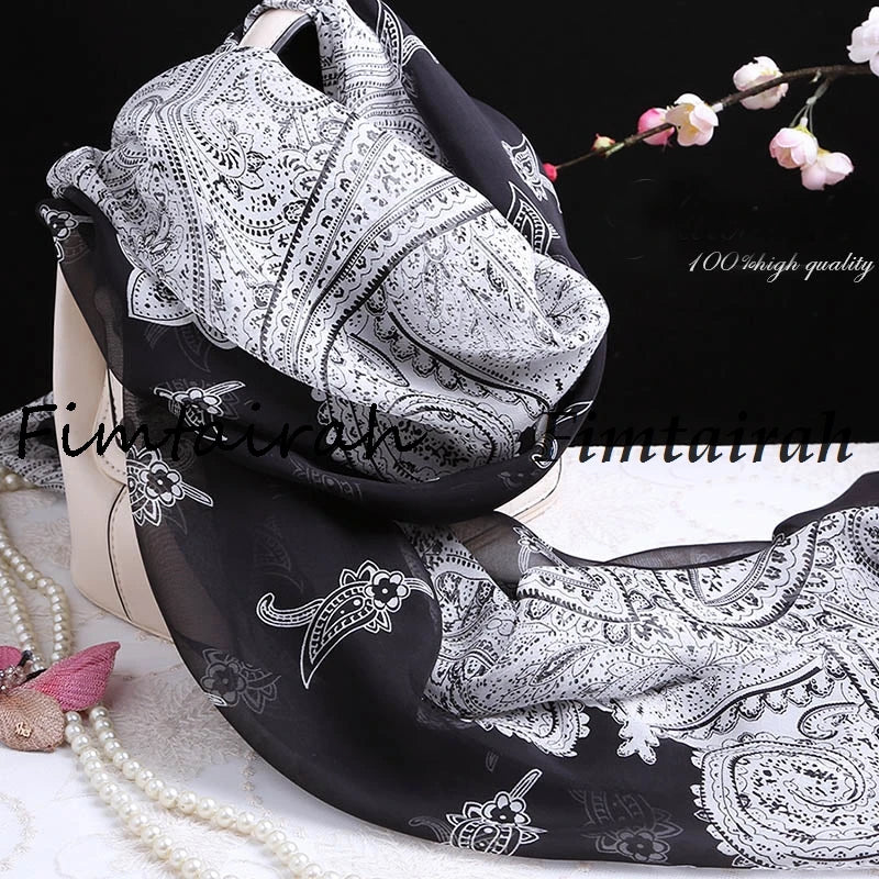 Fimtairah мек 100% копринен шал за жени с щампа Hangzhou 100% копринен шал дълъг шал пролет есен зима лято копринен шал