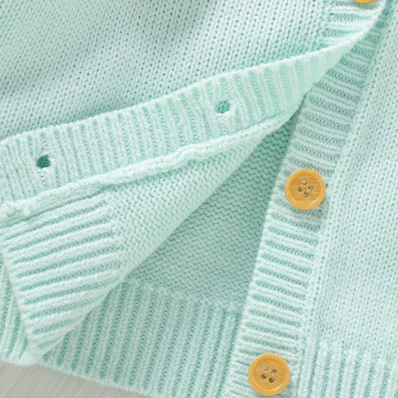 Сладко бебешко яке с дълъг ръкав и V-образно деколте, едноредно, за пролетно-есенно бебешко яке от плетен акрил, за новородено 6-36 месеца