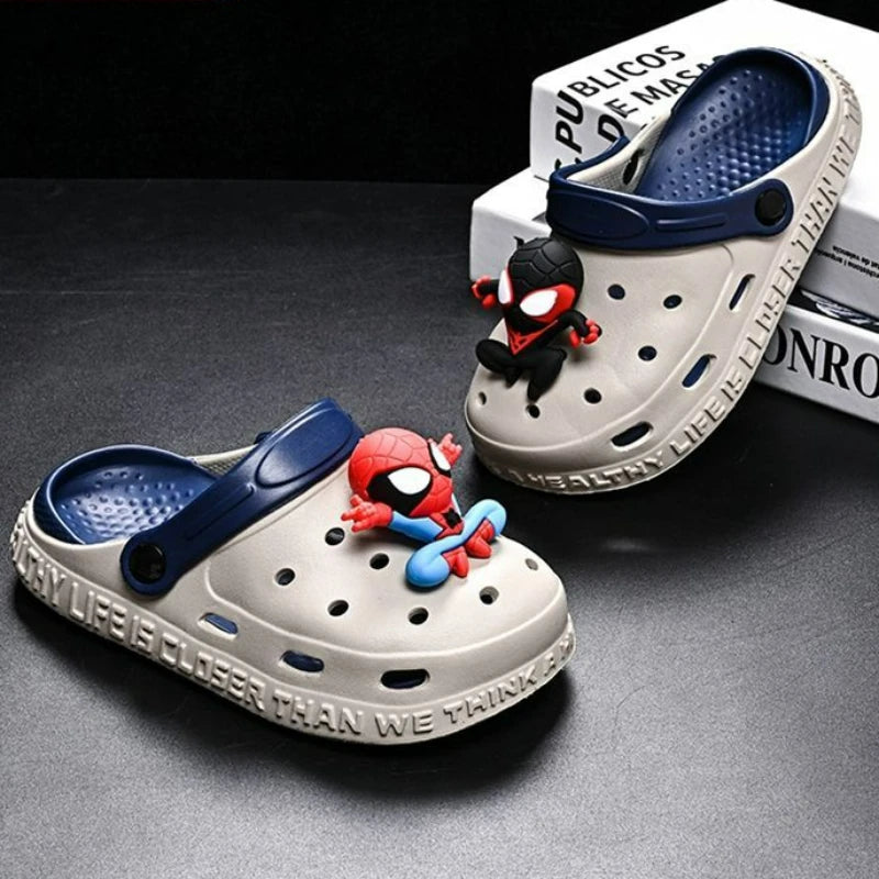 Детски ежедневни обувки Marvel, сандали от EVA, за момчета и момичета, с анимационни герои, противоплъзгаща се мека подметка, детски плажни бели и черни обувки, размер 24-44