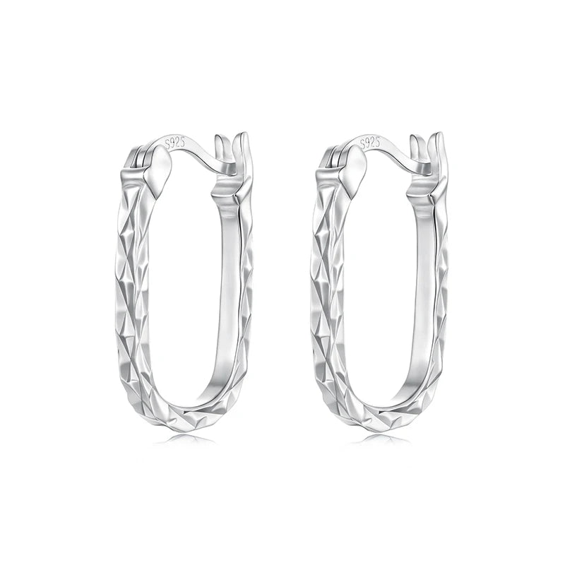 Сребърни обеци BAMOER 925 с резбовани флорални халки за жени, винтидж текстурирани овални квадратни обеци, минималистични бижута, подарък