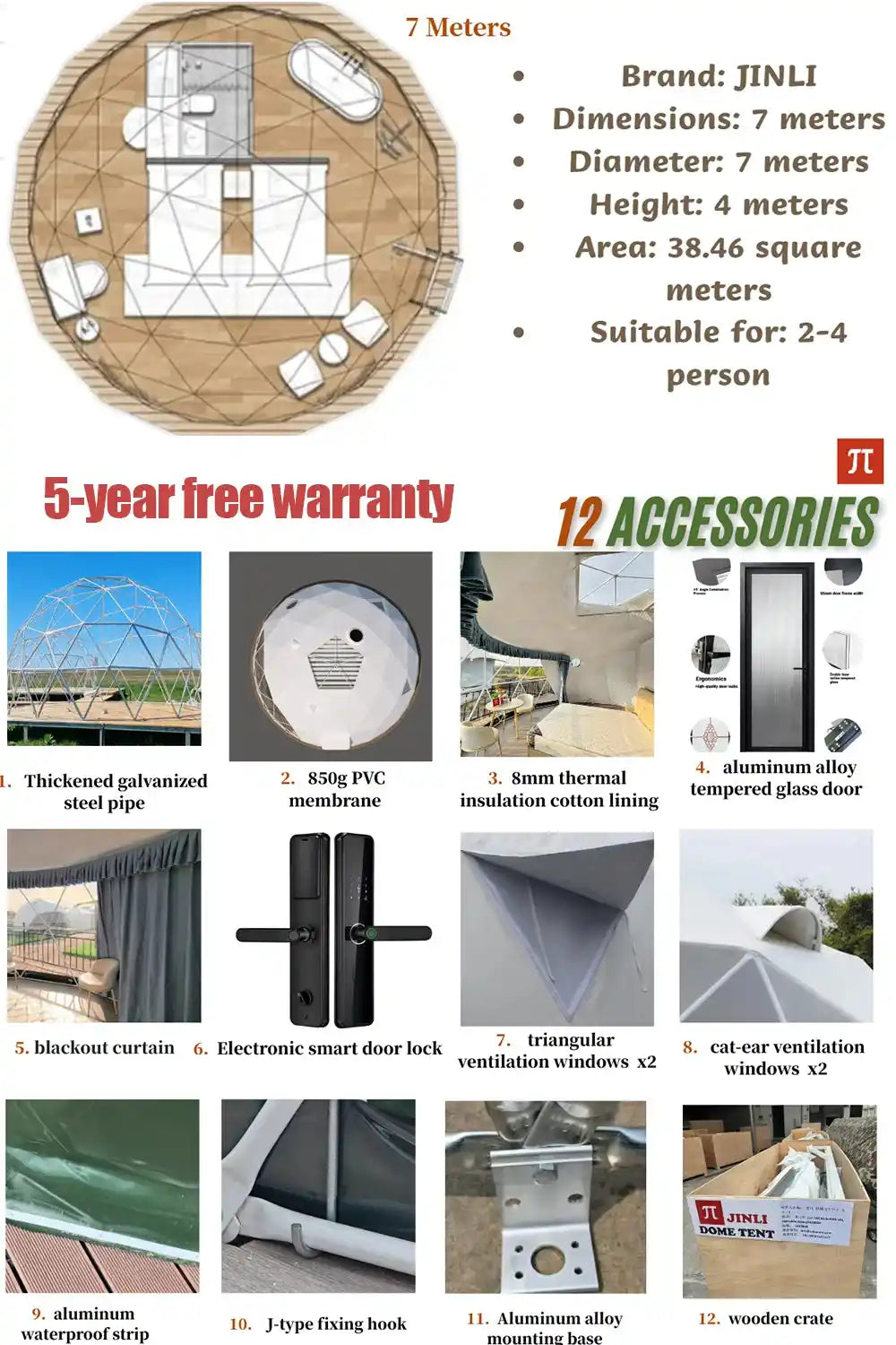 Прозрачна геодезична луксозна куполна палатка – Европа на склад, бърза доставка до 7 дни, PVC кръгъл глемпинг купол за хотел, курорт и къмпинг