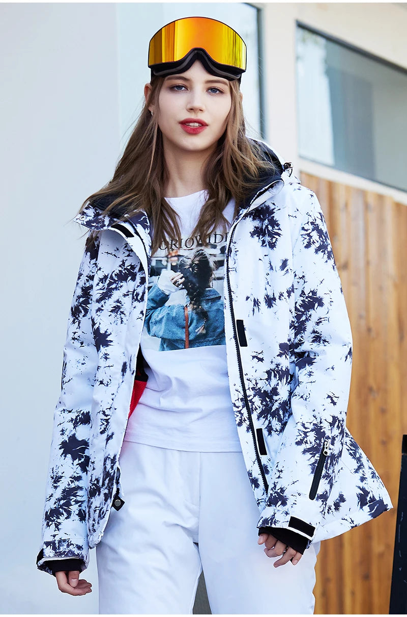 Мода, водоустойчиви комплекти за сняг за жени, облекло за сноуборд, ски костюми, зимно облекло, яке с презрамки и панталон за момичета