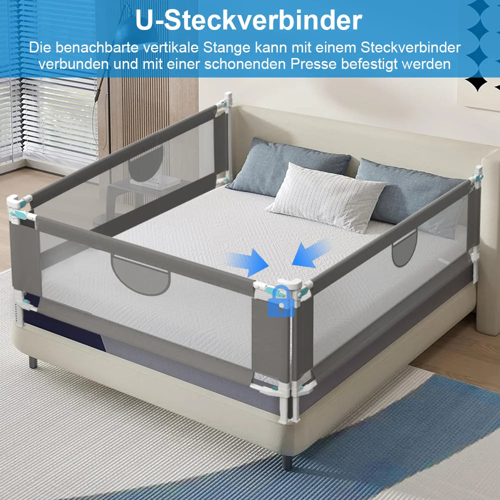 150/180/200 см Ограда за бебешко легло Парапет за бебешко легло Детска бариера за легло Ограда за детско легло Защита за детско легло Детски предпазни парапети