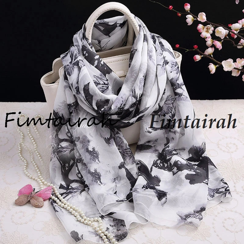 Fimtairah мек 100% копринен шал за жени с щампа Hangzhou 100% копринен шал дълъг шал пролет есен зима лято копринен шал