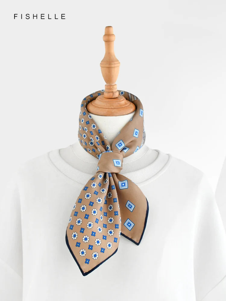 Нов малък квадратен шал от естествена коприна с цвят камила за жени, пролет/есен, мъжки, хиджаб, дамски шалове, луксозни подаръци