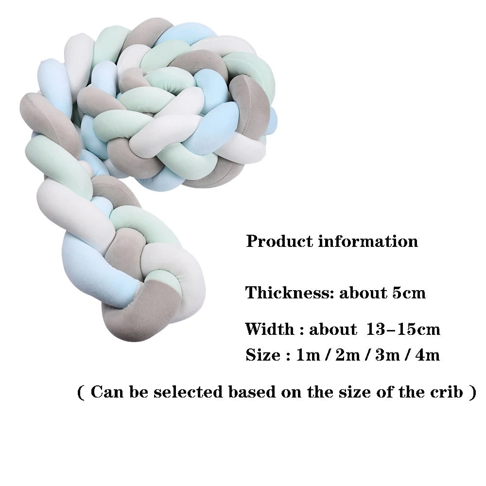 1M/2M/3M/3.6M Обиколка за детско креватче Tresse De Lit, щадяща кожата материя, декорация за бебешка стая, ръчно изработена възглавница с възли и мека подложка
