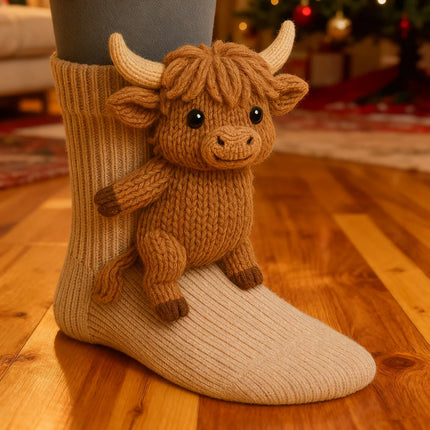 3D плетени чорапи с животни, сладки коала, панда, котка, ленивец, ръчно плетени топли уютни забавни чорапи, новост за жени