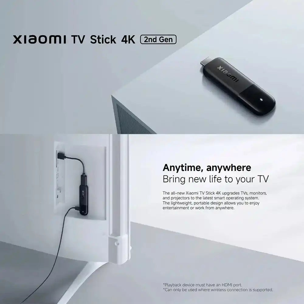 2025 Xiaomi TV Stick 4K 2-ро поколение, Google TV, преносимо стрийминг медийно съдържание с WiFi 6, Netflix Google Assistant, Smart TV Dongle BT5.2