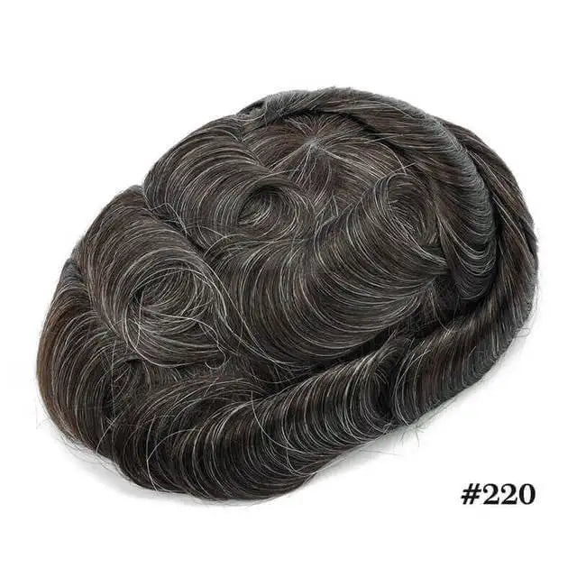 Мъжка тупичка за коса, фина моно мъжка перука, издръжлива капилярна протеза, 6 инча, ръчно изработени мъжки перуки, система от човешка коса, 130% плътност