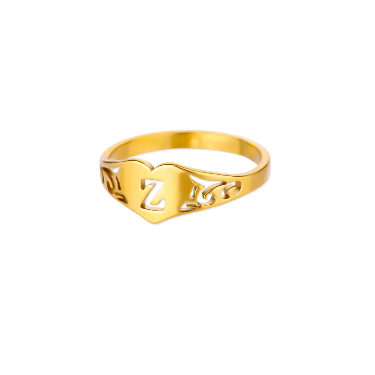 Модни кухи пръстени със сърце от инициали за жени, златен цвят, неръждаема стомана, пръстен с букви A-Z, естетичен сватбен подарък