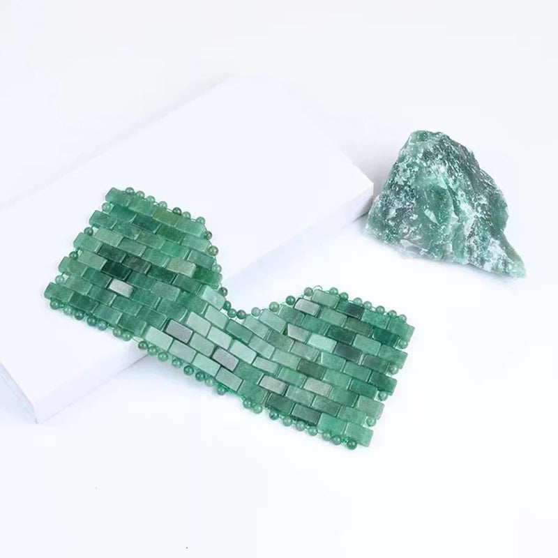 Натурална нефритена маска за лице Dongling, гваш, стъргалка, ролков масажор GreenJade Guasha, студена терапия, антиейдж нефритена маска, инструмент за красота